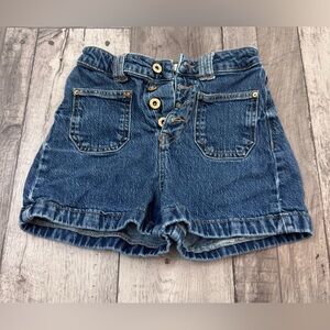 ZARA Denim Jean Shorts Womens High Waist Button Fly 0